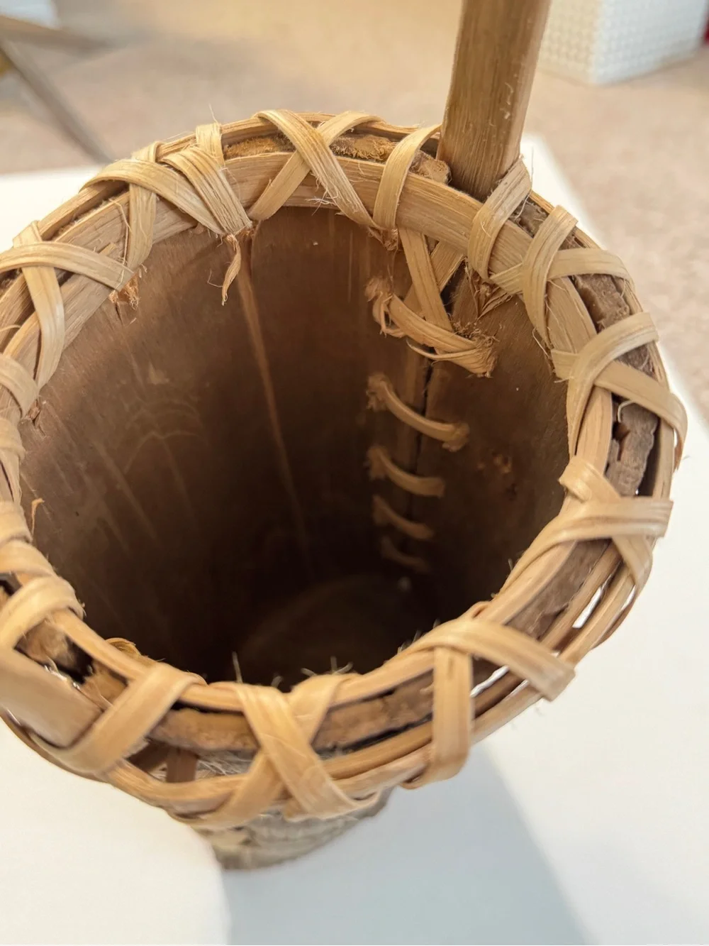 Vintage Native American Style Appalachian Bark Berry Gathering Basket Handmade